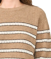 CeCe Short Sleeve Pointel Striped Sweater