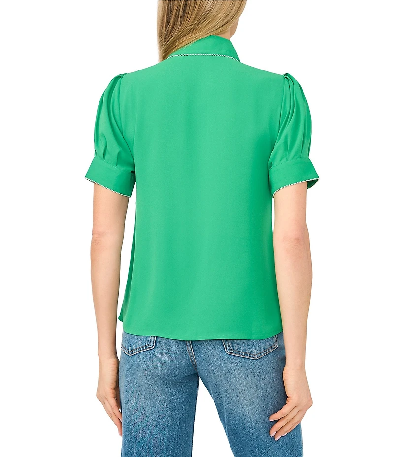 Cece Short Sleeve Scallop Button Front Shirt
