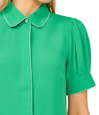 Cece Short Sleeve Scallop Button Front Shirt
