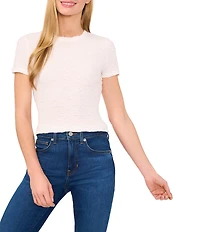 CeCe Textured Knit Crew Neck Short Sleeve Tee