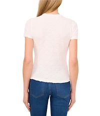 CeCe Textured Knit Crew Neck Short Sleeve Tee