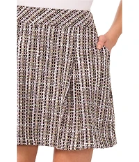CeCe Tweed Inverted Pleat A-Line Mini Skirt