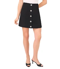 CeCe Tweed Button Front A-Line Coordinating Mini Skirt