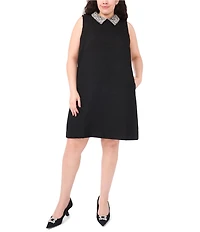 CeCe Tweed Collar Sleeveless A-Line Mini Dress