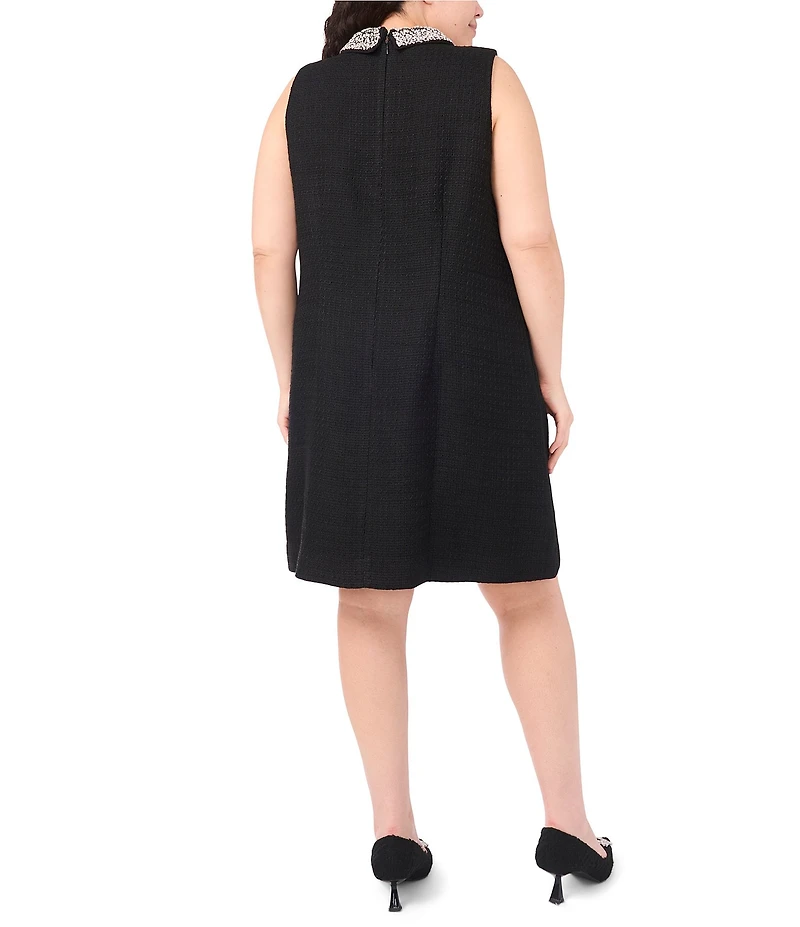 CeCe Tweed Collar Sleeveless A-Line Mini Dress