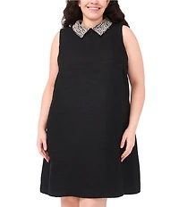 CeCe Tweed Collar Sleeveless A-Line Mini Dress