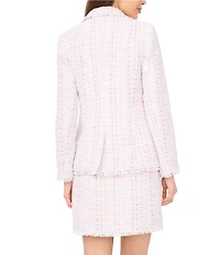 CeCe Tweed Notch Lapel Long Sleeves Single Button Blazer