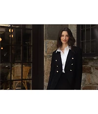 CeCe V-Neck Long Sleeve Double Breasted Blazer