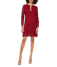 CeCe V-Neck Long Sleeve Lace Bow Dress