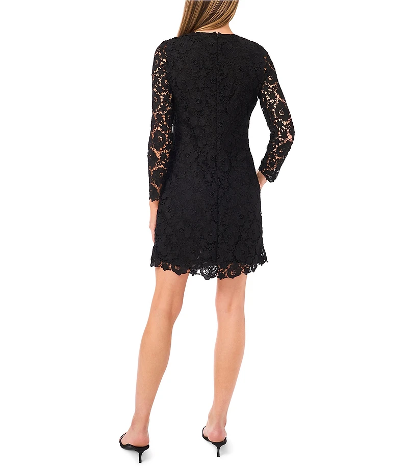 CeCe V-Neck Long Sleeve Lace Bow Dress