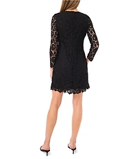 CeCe V-Neck Long Sleeve Lace Bow Dress