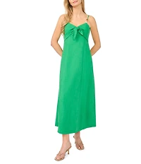 CeCe V-Neck Tie Front Sleeveless Beaded Strap Midi Dress