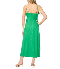 CeCe V-Neck Tie Front Sleeveless Beaded Strap Midi Dress