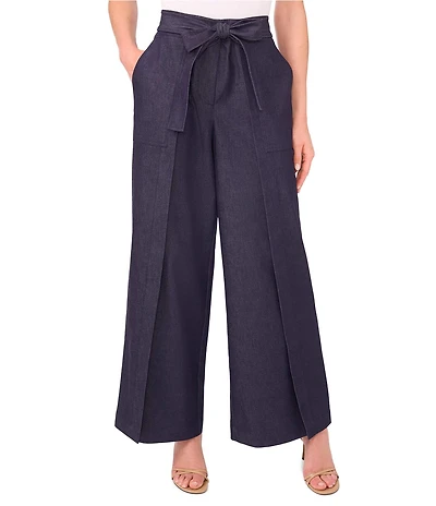 CeCe Woven Belted Wide Leg Pants