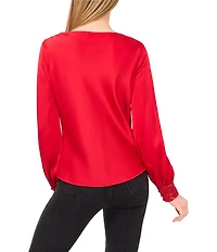 CeCe Woven Cowl Neck Long Sleeve Blouse