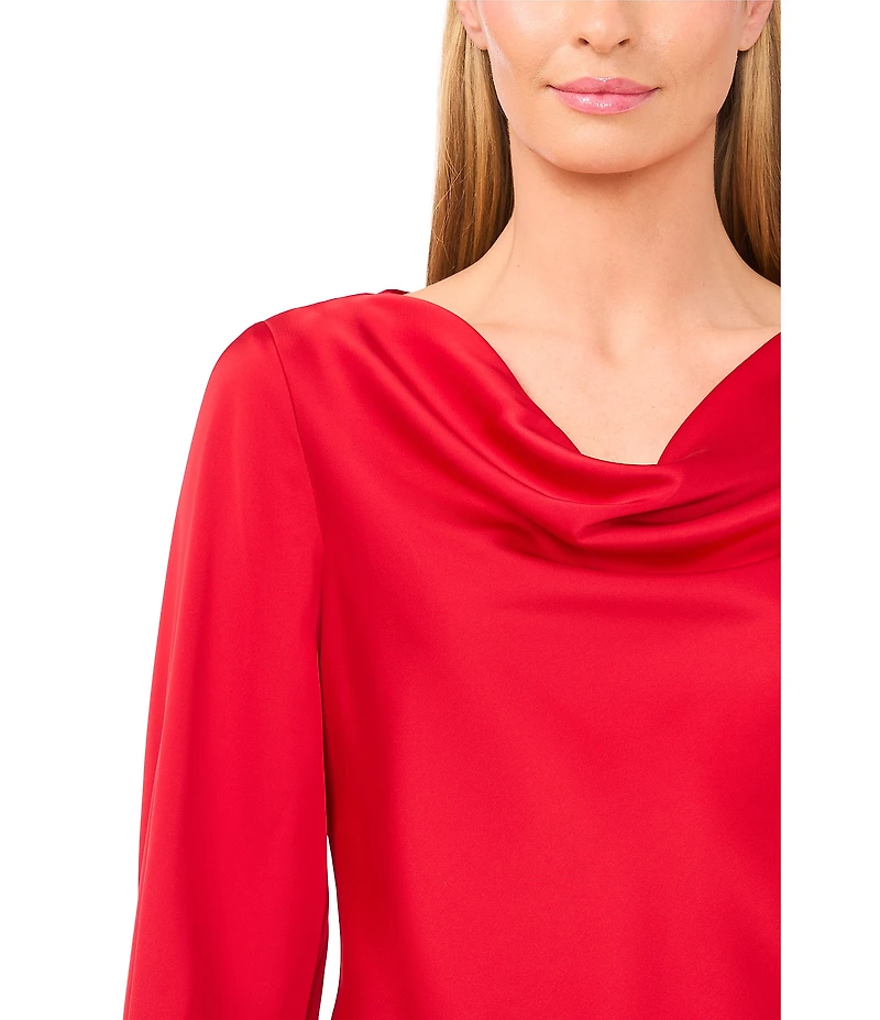 CeCe Woven Cowl Neck Long Sleeve Blouse