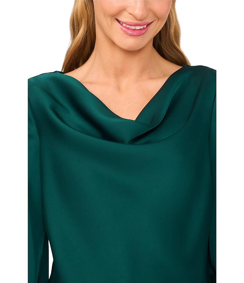 CeCe Woven Cowl Neck Long Sleeve Blouse