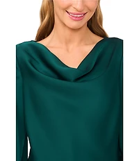 CeCe Woven Cowl Neck Long Sleeve Blouse