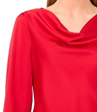 CeCe Woven Cowl Neck Long Sleeve Blouse