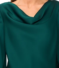 CeCe Woven Cowl Neck Long Sleeve Blouse