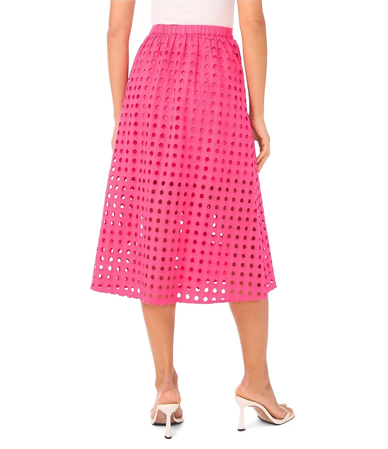 CeCe Woven Eyelet Circle A-Line Midi Coordinating Midi Skirt