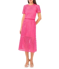 CeCe Woven Eyelet Circle A-Line Midi Coordinating Midi Skirt