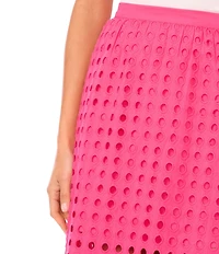 CeCe Woven Eyelet Circle A-Line Midi Coordinating Midi Skirt