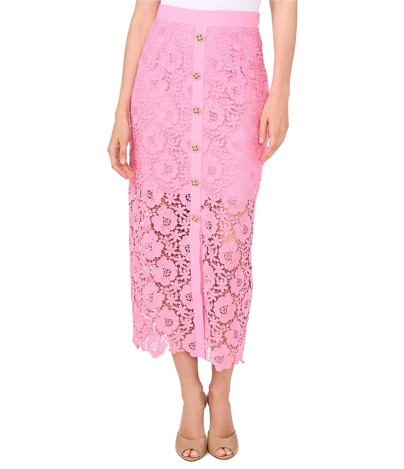 CeCe Woven Lace Midi Pencil Coordinating Midi Skirt