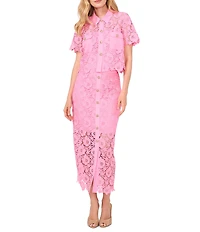 CeCe Woven Lace Midi Pencil Coordinating Midi Skirt