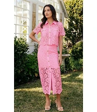 CeCe Woven Lace Midi Pencil Coordinating Midi Skirt