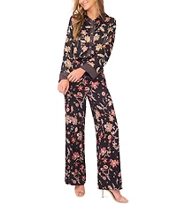 CeCe Woven Paisley Print Straight Leg Coordinating Pants