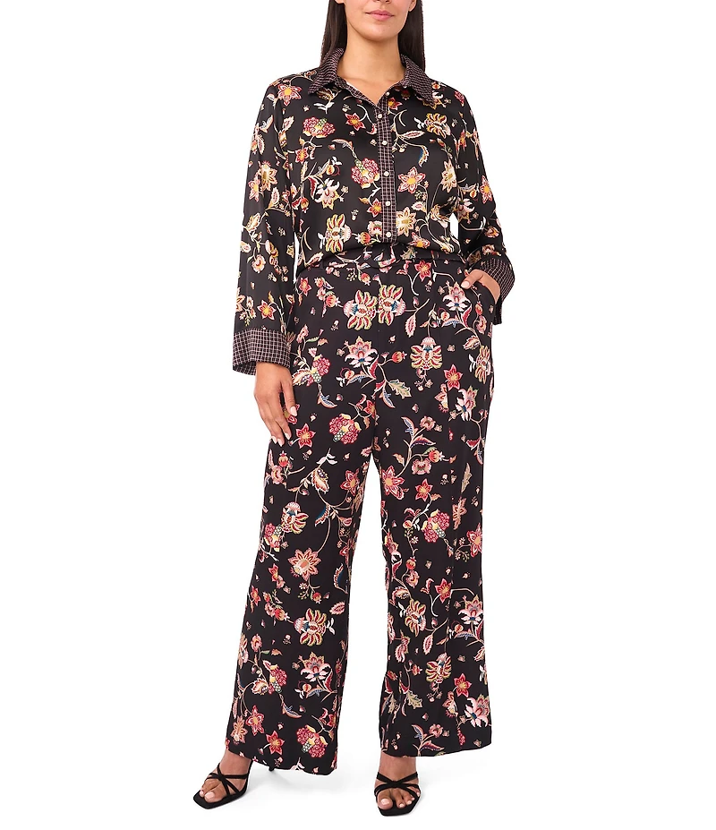 CeCe Woven Paisley Print Straight Leg Coordinating Pants