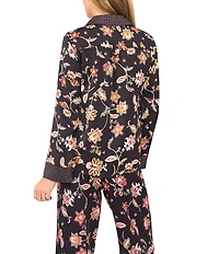 CeCe Woven Point Collar Long Sleeve Paisley Button Down Coordinating Shirt