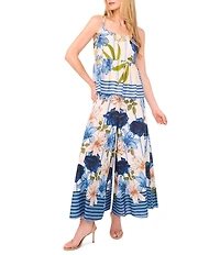 CeCe Coordinating Woven Printed Square Neck Sleeveless Printed Tank