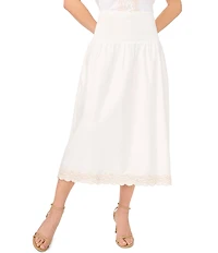 CeCe Woven Smocked Lace Scalloped Midi A-Line Coordinating Skirt