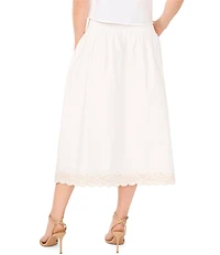 CeCe Woven Smocked Lace Scalloped Midi A-Line Coordinating Skirt