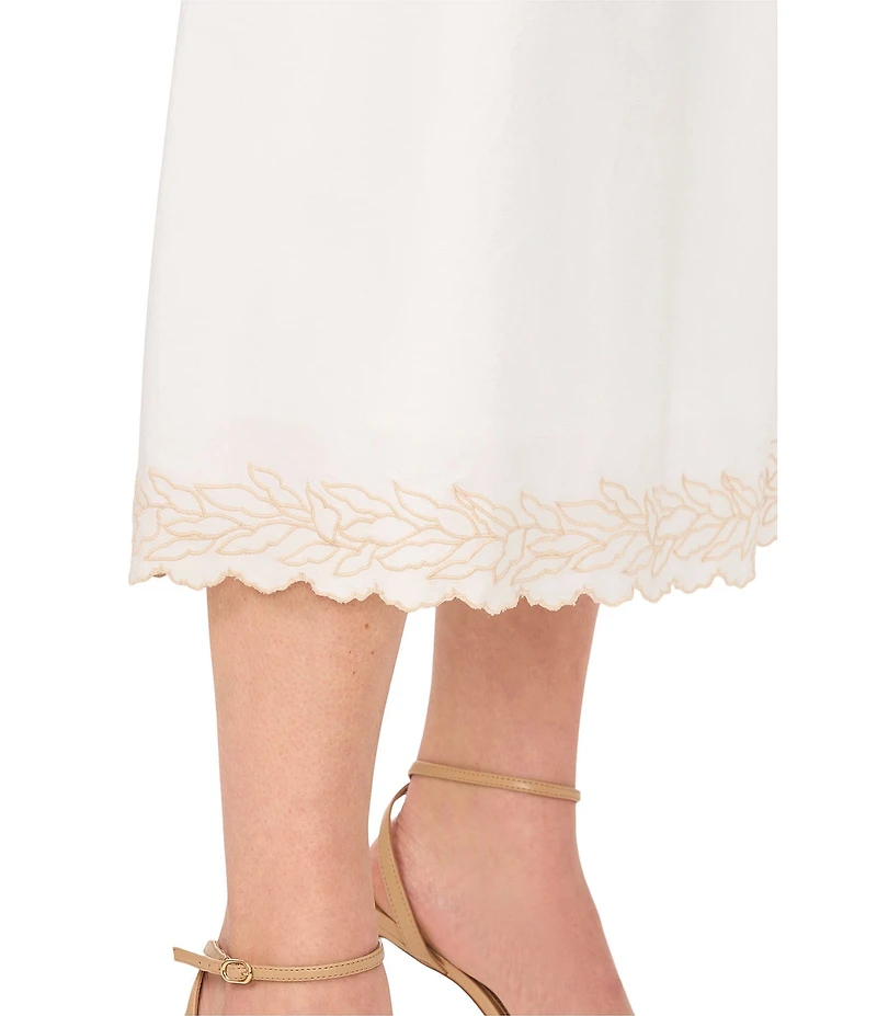 CeCe Woven Smocked Lace Scalloped Midi A-Line Coordinating Skirt