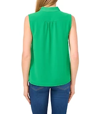 CeCe Woven Stand Collar Sleeveless Button Front Top