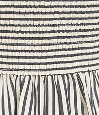 CeCe Woven Stripe Print Square Neck Sleeveless Smocked Midi A-Line Dress