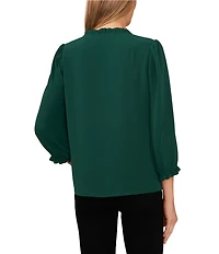 CeCe Woven V-Neck 3/4 Sleeve Ruffled Blouse