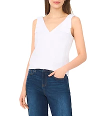 CeCe Woven V-Neck Sleeveless Bow Shoulder Tank