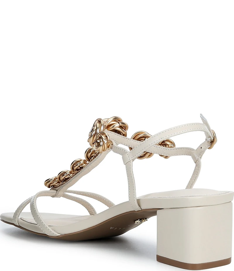 Cecelia New York Abbot Rosette Leather T-Strap Block Heel Sandals