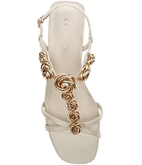 Cecelia New York Abbot Rosette Leather T-Strap Block Heel Sandals