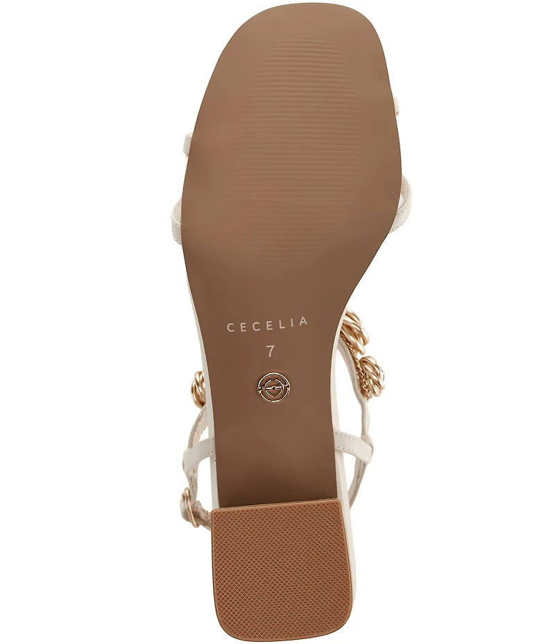 Cecelia New York Abbot Rosette Leather T-Strap Block Heel Sandals