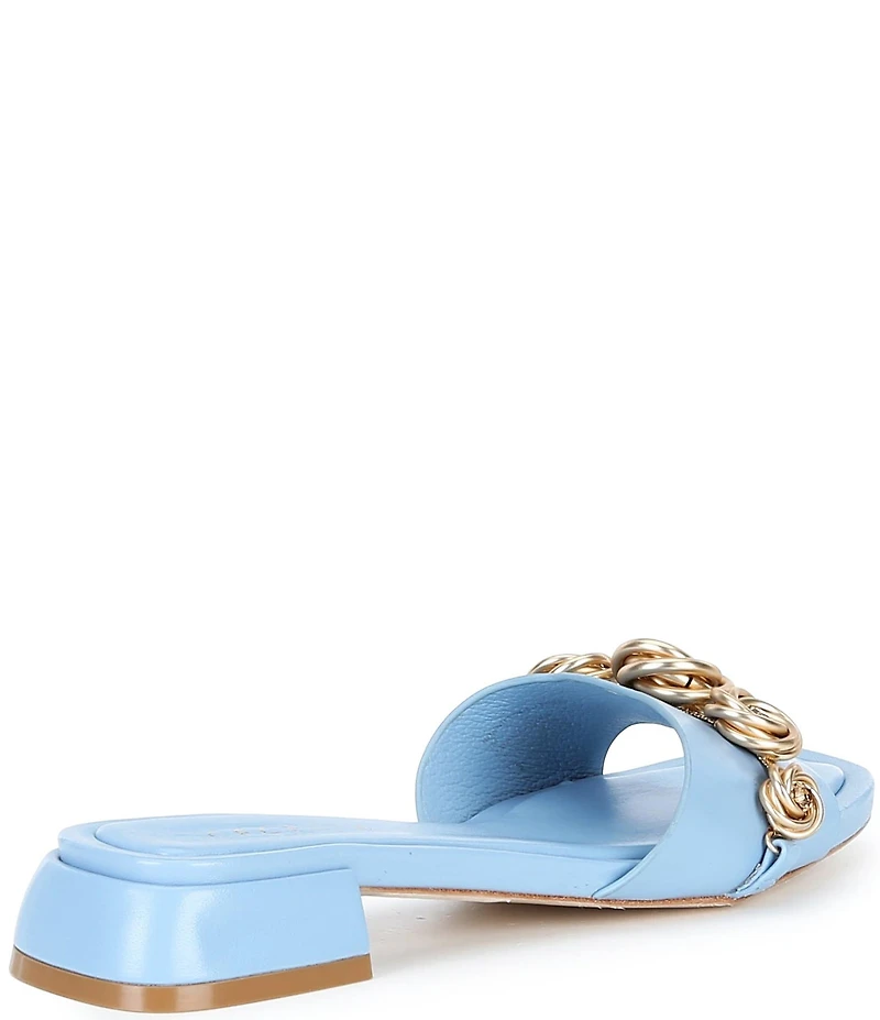 Cecelia New York Bonnie Gold Embellished Rosette Slide Sandals