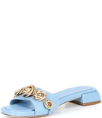 Cecelia New York Bonnie Gold Embellished Rosette Slide Sandals