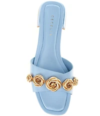 Cecelia New York Bonnie Gold Embellished Rosette Slide Sandals