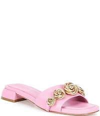 Cecelia New York Bonnie Gold Embellished Rosette Slide Sandals