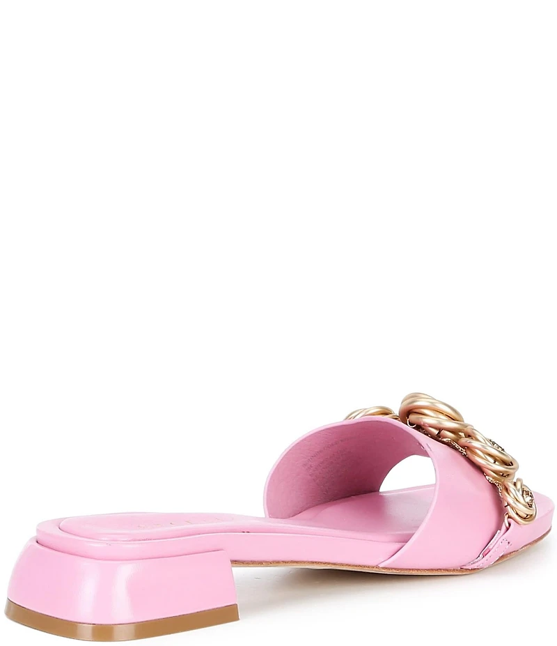 Cecelia New York Bonnie Gold Embellished Rosette Slide Sandals