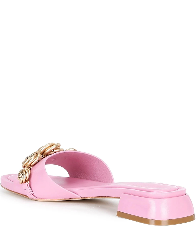 Cecelia New York Bonnie Gold Embellished Rosette Slide Sandals